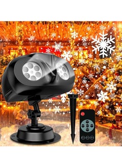TAPIT Christmas Snowflake Projector Lights Outdoor Upgraded Snowfall LED Projector with Remote Control Waterproof Rotating Snow Landscape Snowstorm Lights for Christmas New Year Party (Double Head)  - Image 1