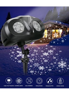 TAPIT Christmas Snowflake Projector Lights Outdoor Upgraded Snowfall LED Projector with Remote Control Waterproof Rotating Snow Landscape Snowstorm Lights for Christmas New Year Party (Double Head)  - Image 4