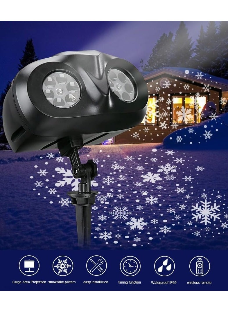 TAPIT - Christmas Snowflake Projector Lights Outdoor Upgraded Snowfall LED Projector with Remote Control Waterproof Rotating Snow Landscape Snowstorm Lights for Christmas New Year Party (Double Head) - Image 1