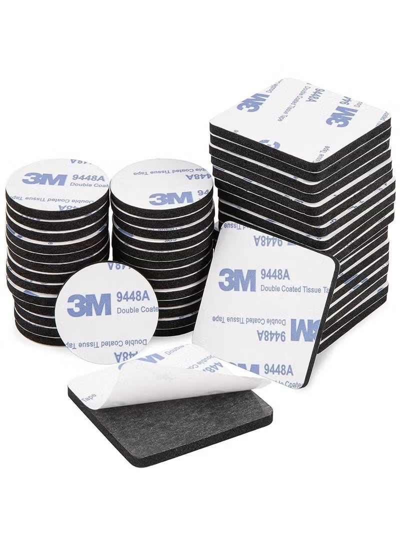 3M 100 Pcs Double Sided Tape Strong Heavy Duty Waterproof Tape Adhesive Foam Pad Tape for Holding Picture, Walls Picture, Light, Hooks, Home, Office, Square & Round, 40×40mm - Image 1