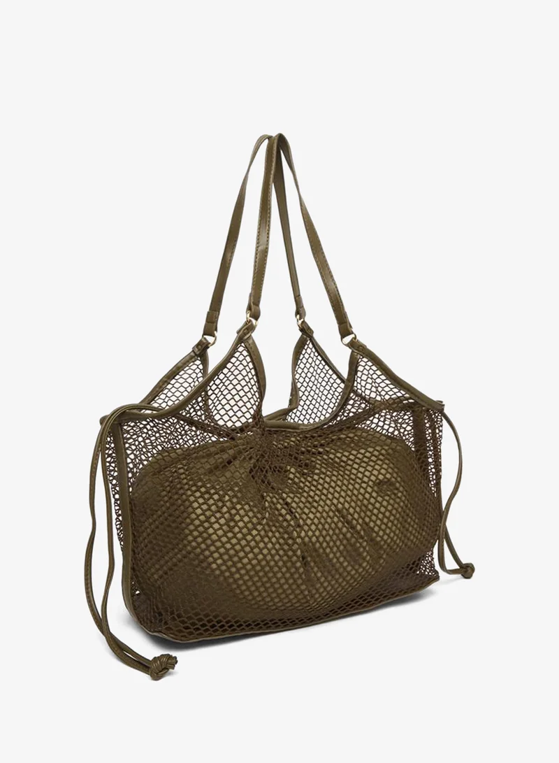 Styli Women Olive Mesh Hobo Bag