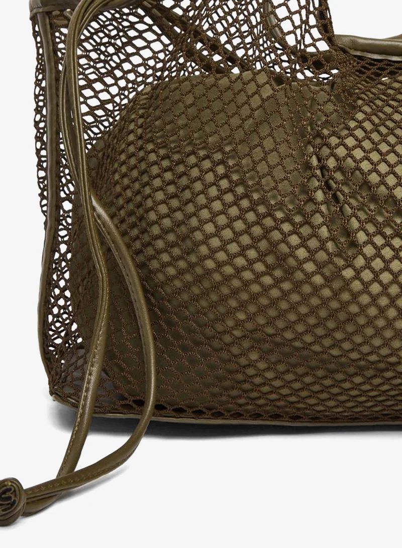 Styli Women Olive Mesh Hobo Bag