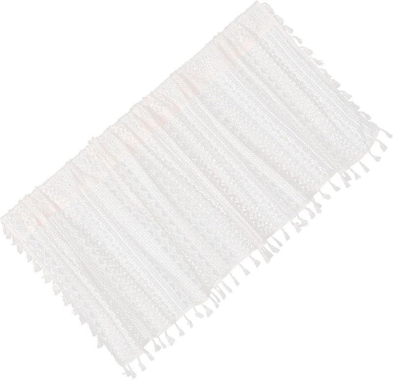 Ciieeo Lace Crochet Window Valance Sheer Kitchen Curtain Rod Pocket Half Curtain Dustproof Short Panel for Cabinet and Bathroom Window Treatment - Image 1