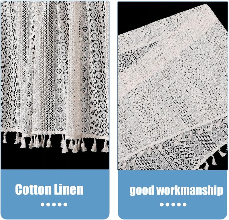 Ciieeo Lace Crochet Window Valance Sheer Kitchen Curtain Rod Pocket Half Curtain Dustproof Short Panel for Cabinet and Bathroom Window Treatment - Image 3