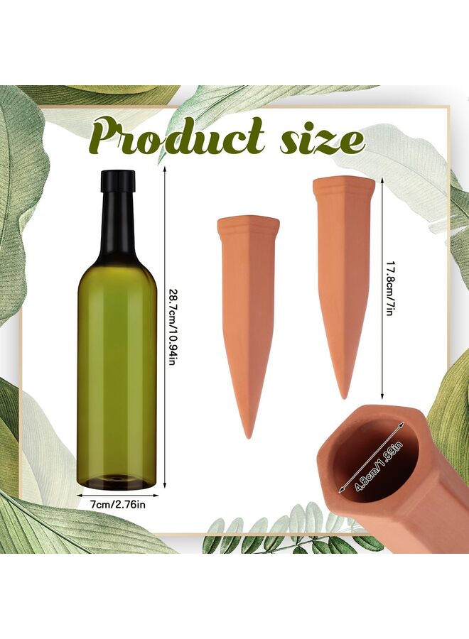 4PCS Plant Watering Devices Include Terracotta Self Watering Spikes and 26 OZ Plastic Bottles (Green and Terracotta) - Image 2