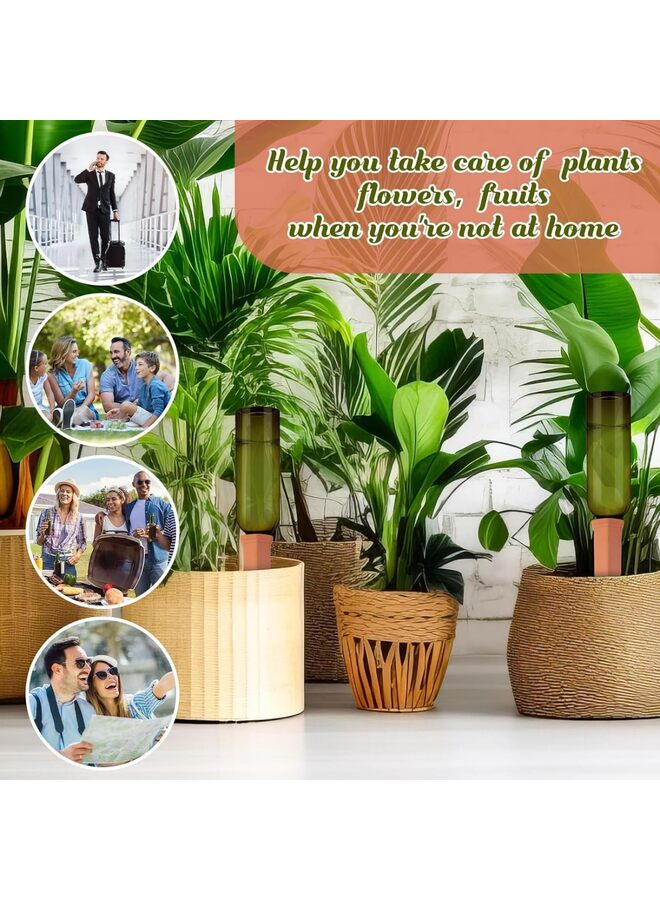 4PCS Plant Watering Devices Include Terracotta Self Watering Spikes and 26 OZ Plastic Bottles (Green and Terracotta) - Image 5