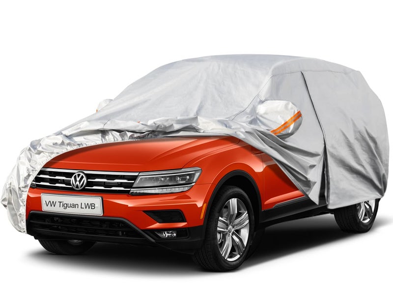 Kayme 6 Layers SUV Car Cover Custom Fit for VW Volkswagen Tiguan Allspace LWB 20182025 Waterproof All Weather for Automobiles Outdoor Full Cover Rain Sun UV ProtectionSilver