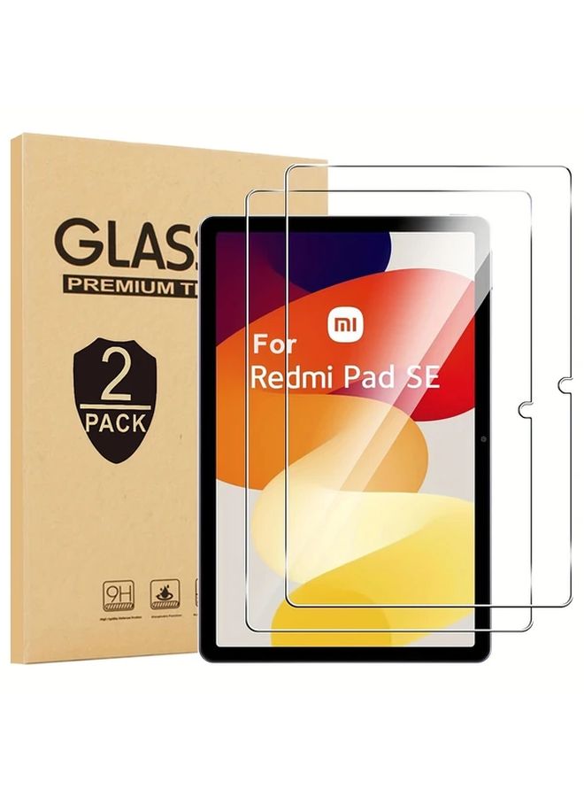 2Pcs 9H Tempered Glass Screen Protector For Redmi Pad SE High Transparency Shatterproof Display Shield Anti Fingerprint Anti Glare Scratch Resistant Clear Cover Tablet Guard - Image 1
