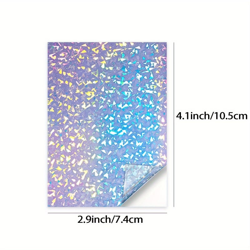 4.1 X 2.9 Inch 50 Pcs Broken Glass Holographic Self Adhesive Laminating Film Diamond Pattern Vinyl Sticker - Image 2
