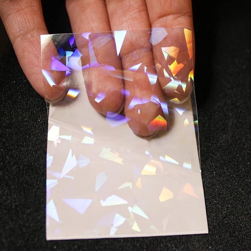 4.1 X 2.9 Inch 50 Pcs Broken Glass Holographic Self Adhesive Laminating Film Diamond Pattern Vinyl Sticker - Image 4