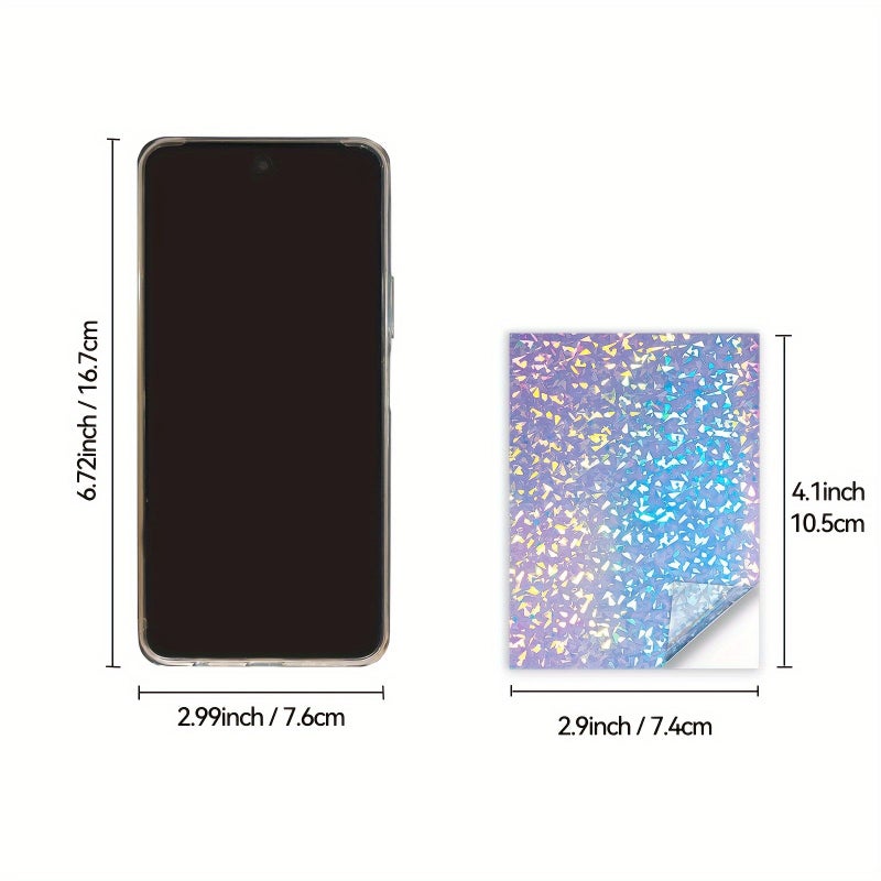 4.1 X 2.9 Inch 50 Pcs Broken Glass Holographic Self Adhesive Laminating Film Diamond Pattern Vinyl Sticker - Image 3
