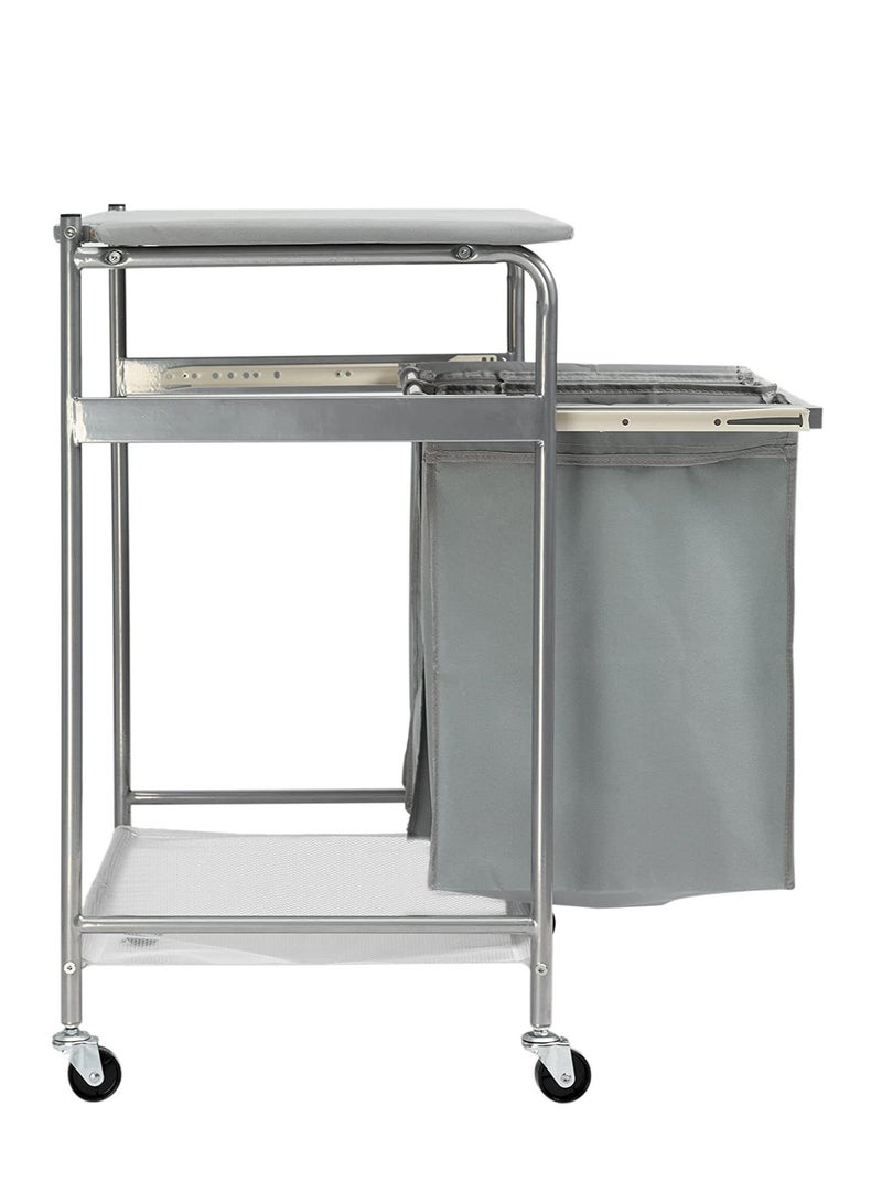XiuWoo Foldable Ironing Board Rolling Heavy-Duty Laundry Hamper with 3 Bags  Laundry Sorter Cart - Image 4