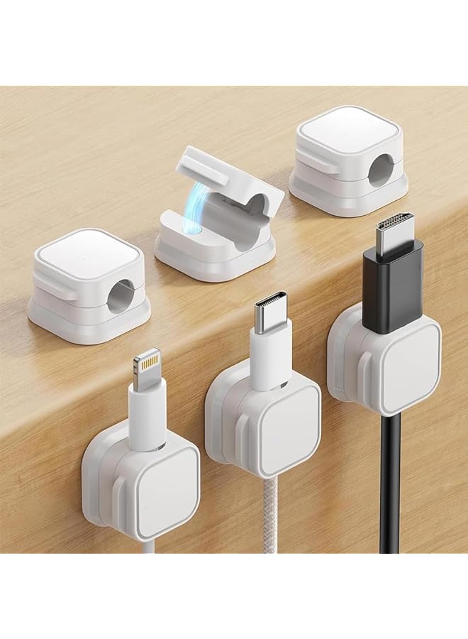 erorex 6 Pack Magnetic Cord Holder White 7Mm Diameter 3Cm Length Cable Organizer Adhesive Charger Cable Management Clips For Home Office Wall Desktop Nightstand - Image 1