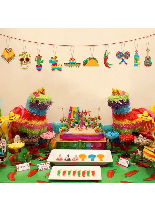 Haooryx Haooryx 31Pcs Mexica Fiesta Cinco De Mayo Wooden Ornaments Hanging Decoration Mexican Cactus Sombrero Guitar Pendants Tags Tree Decor for Taco Bout Birthday Baby Shower Party Supplies - Image 5