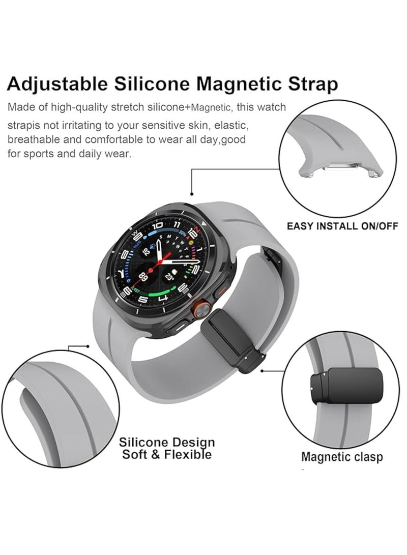 ميجوفاست حزام مغناطيسي متوافق مع حزام Samsung Galaxy Watch 7 Ultra 2024، حزام بديل بإبزيم مغناطيسي على شكل حرف D، حزام رياضي من السيليكون بدون فجوة لساعة Samsung Galaxy Watch 7 Ultra للرجال والنساء - Image 4