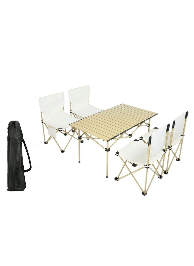 CIMIA - 5PCS Portable Camping Chair and Table Set, Folding Camping Table Chair Set, Lightweight Backpacking Camping Chairs and Table Combo for Patio, Backyard, Garden, Poolside, Beach, Lawn, Porch - Image 1