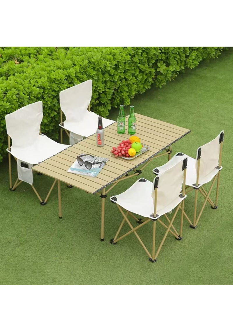 CIMIA - 5PCS Portable Camping Chair and Table Set, Folding Camping Table Chair Set, Lightweight Backpacking Camping Chairs and Table Combo for Patio, Backyard, Garden, Poolside, Beach, Lawn, Porch - Image 1