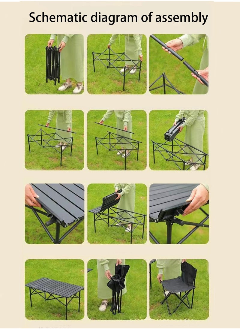 CIMIA - 5PCS Portable Camping Chair and Table Set, Folding Camping Table Chair Set, Lightweight Backpacking Camping Chairs and Table Combo for Patio, Backyard, Garden, Poolside, Beach, Lawn, Porch - Image 1
