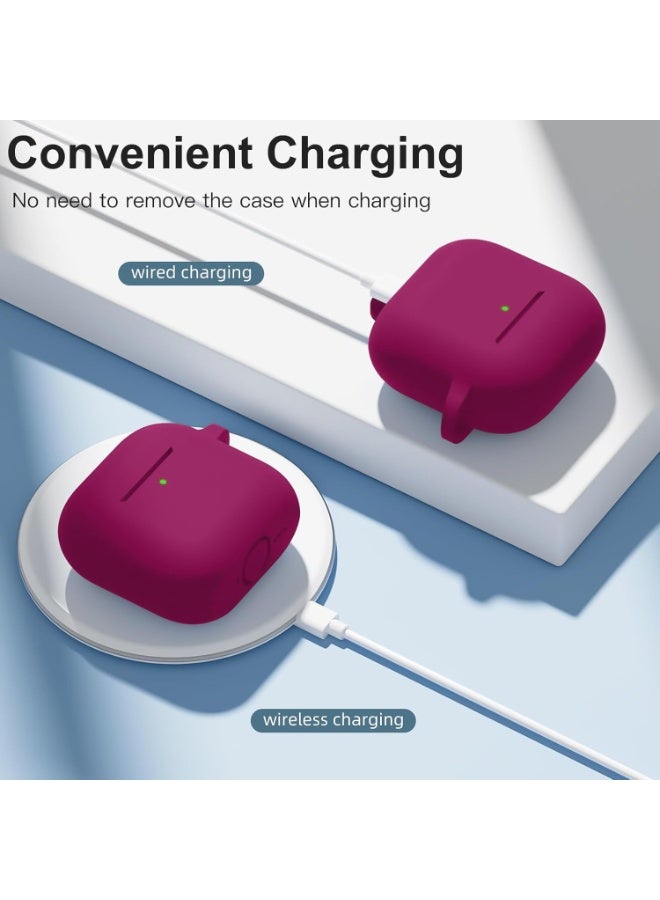 Compatible with AirPods 4 Case (2024) – Soft Silicone Shockproof Full Protective Cover with Keychain, Durable Anti-Scratch Case for Apple AirPods 4th Generation for Women and Men (Rose Red) - Image 4