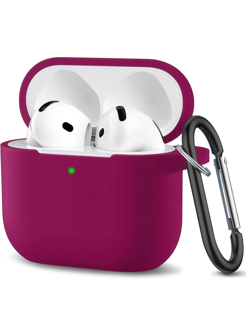 Compatible with AirPods 4 Case (2024) – Soft Silicone Shockproof Full Protective Cover with Keychain, Durable Anti-Scratch Case for Apple AirPods 4th Generation for Women and Men (Rose Red) - Image 1
