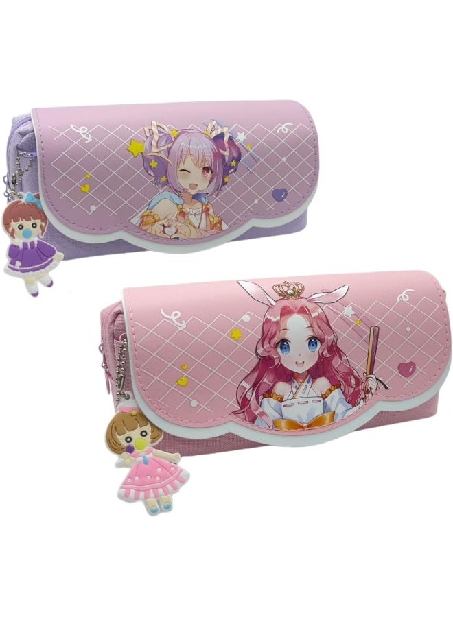 ECVV Pencil case Pencil Bag Primary Students School Students Multi-function Double Layer Large Capacity Children Gift Pencil Pen bag | Girls - Image 2