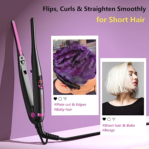 ORYNNE Small Flat Irons for Short Hair, 5s Ultra Fast Heat Up Pencil Flat Iron, Negative Ions Mini Flat Iron for Edges, 3/10'' Travel Mini Hair Straightener with Digital Temp Control, Easy to Use - Image 2