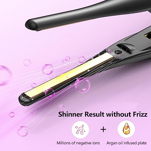 ORYNNE Small Flat Irons for Short Hair, 5s Ultra Fast Heat Up Pencil Flat Iron, Negative Ions Mini Flat Iron for Edges, 3/10'' Travel Mini Hair Straightener with Digital Temp Control, Easy to Use - Image 4