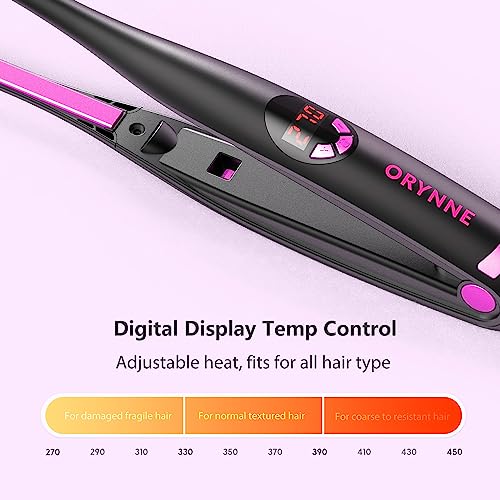 ORYNNE Small Flat Irons for Short Hair, 5s Ultra Fast Heat Up Pencil Flat Iron, Negative Ions Mini Flat Iron for Edges, 3/10'' Travel Mini Hair Straightener with Digital Temp Control, Easy to Use - Image 5