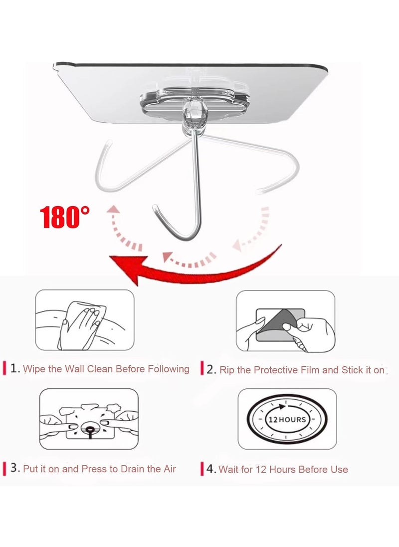 SARVYA SHOP SARVYA SHOP Heavy Duty Self Adhesive Stainless Hooks Transparent Waterproof and Oilproof Wall Hooks for Kitchen Bathroom Shower Door Outdoor Home Improvement Utility Hook 18pcs  - Image 3