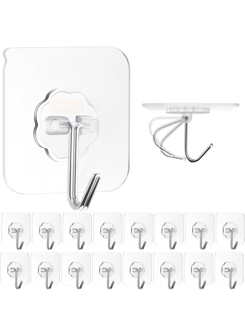 SARVYA SHOP SARVYA SHOP Heavy Duty Self Adhesive Stainless Hooks Transparent Waterproof and Oilproof Wall Hooks for Kitchen Bathroom Shower Door Outdoor Home Improvement Utility Hook 18pcs  - Image 1