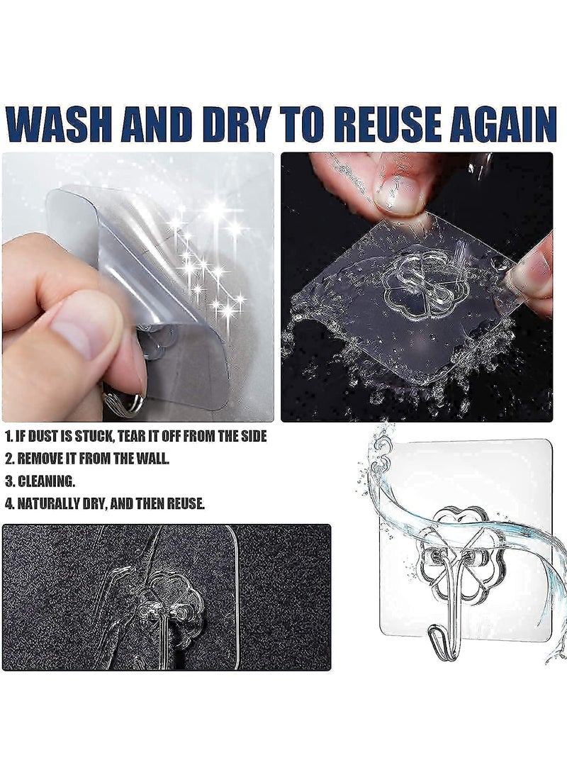 SARVYA SHOP SARVYA SHOP Heavy Duty Self Adhesive Stainless Hooks Transparent Waterproof and Oilproof Wall Hooks for Kitchen Bathroom Shower Door Outdoor Home Improvement Utility Hook 18pcs  - Image 2