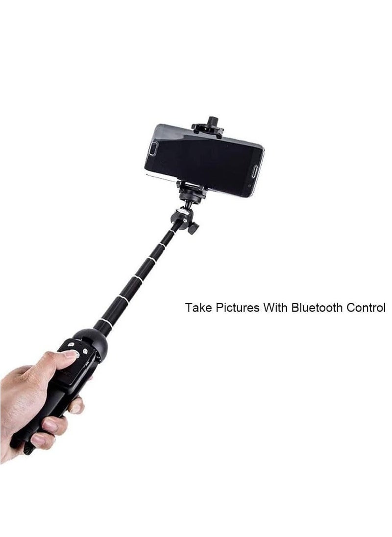 Raxoom Selfie Stick for Phone Size 4.5-6.2 Inch, 3 in 1 Portable Cell Phone Holder/Stand Extendable Tripod with Bluetooth Wireless Remote Lightweight Compatible-iOS, Android (BLACK) (ELT-SS-T01) - Image 2