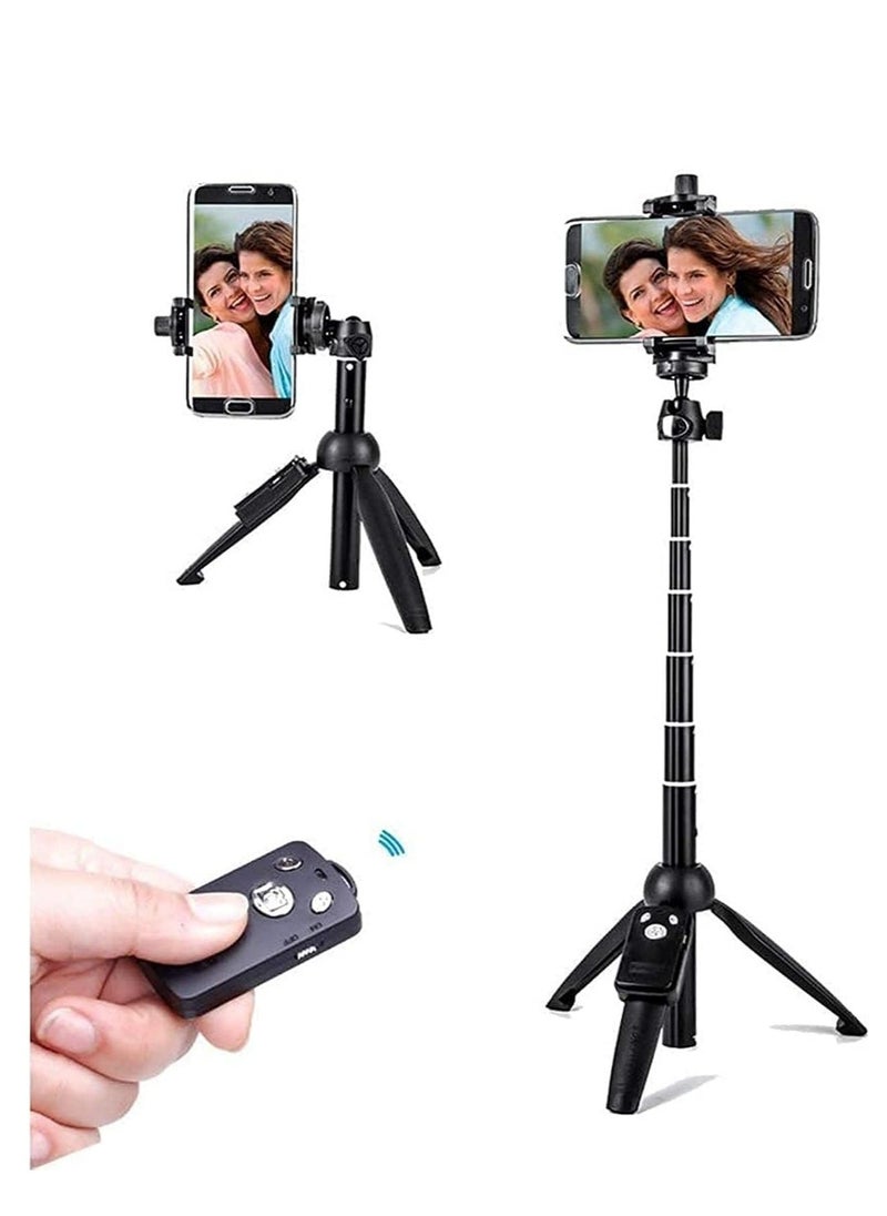 Raxoom Selfie Stick for Phone Size 4.5-6.2 Inch, 3 in 1 Portable Cell Phone Holder/Stand Extendable Tripod with Bluetooth Wireless Remote Lightweight Compatible-iOS, Android (BLACK) (ELT-SS-T01) - Image 1