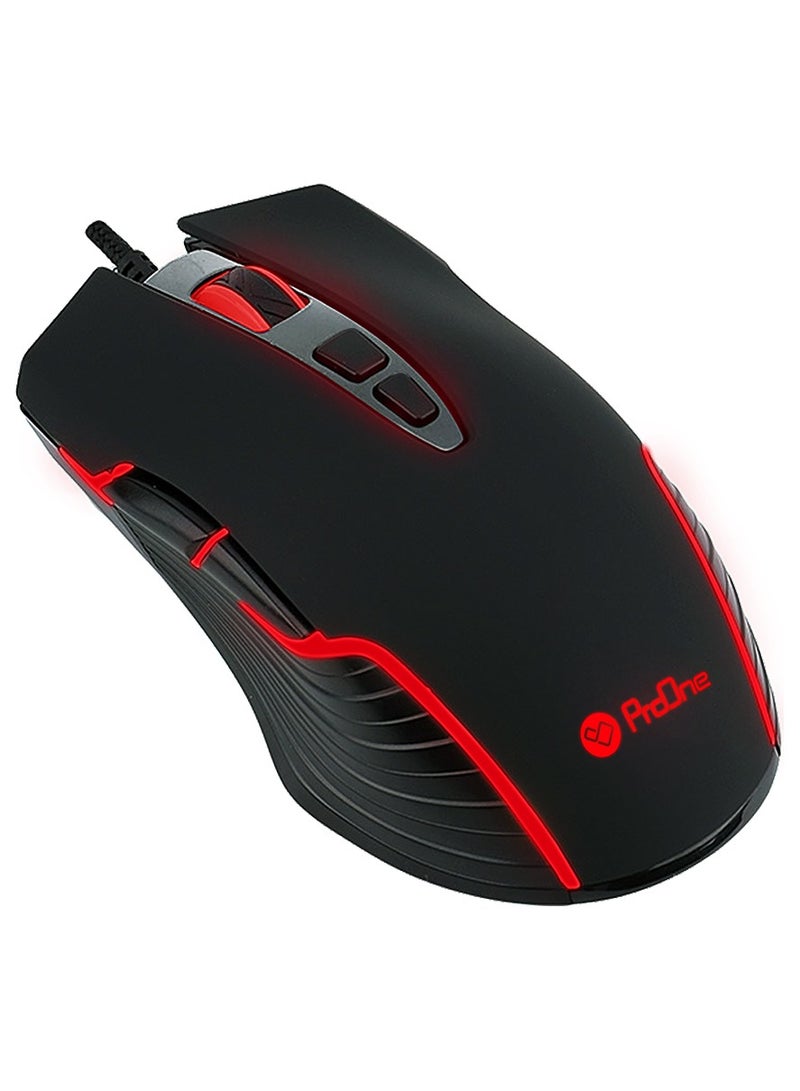 ProOne ProOne PMG30 Optical Gaming Mouse DPI Selectable,RGB light,7D function key, 7200 DPI Sensitivity, Up to 5000000 times key press  - Image 1