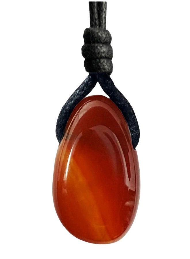 Luck Strings Carnelian Pendant Necklace for Men & Women, Adjustable Wax Cord Choker, Natural Crystal Pendant, Minimalist Boho Jewelry, Creativity-Inspired Gift - Image 1