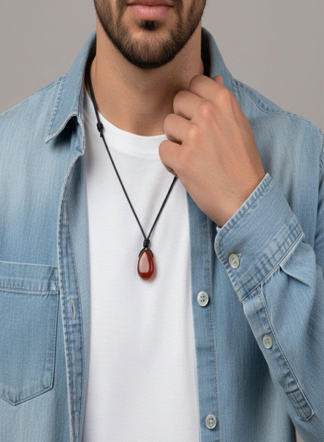 Luck Strings Carnelian Pendant Necklace for Men & Women, Adjustable Wax Cord Choker, Natural Crystal Pendant, Minimalist Boho Jewelry, Creativity-Inspired Gift - Image 4