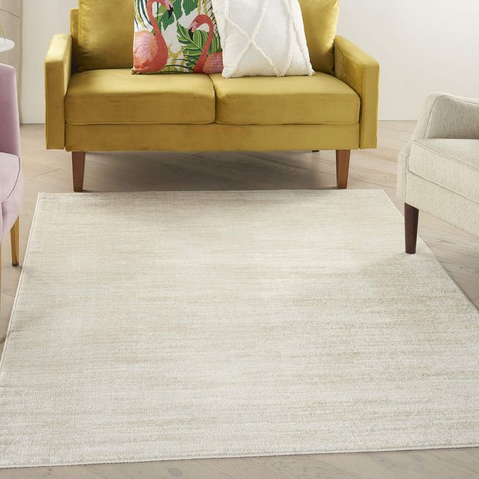 Nourison Essentials Solid Contemporary Ivory Beige 5 X 7 Area Rug 5 X 7