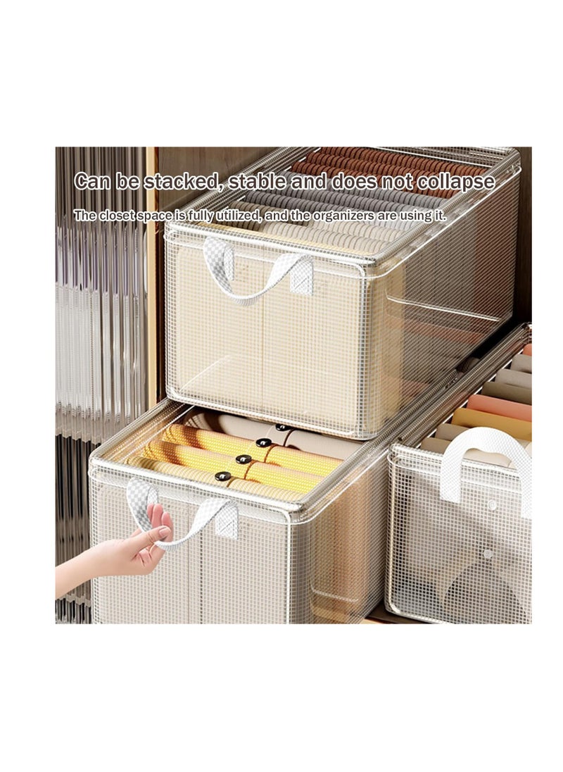 Generic GoldenLike PVC Clothing Storage Box, Household Transparent Dormitory Storage Basket Wardrobe Storage Box Clothing Pants Storage Box,26L  - Image 4
