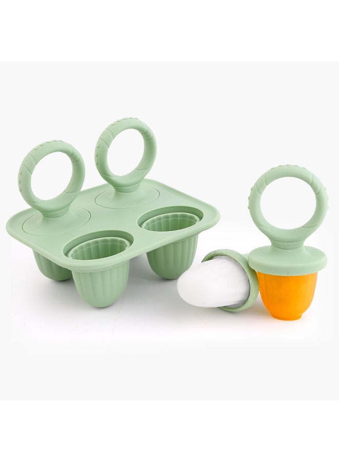Baby Molar Popsicle Ice Cream Mold Making Popsicle Ice Cream Food Grade Silicone Special Mold Homemade Ice Cream-Specifications:Type B (dark Green)-chassis + Round Handle-color:Teething Popsicle Mold  - Image 1