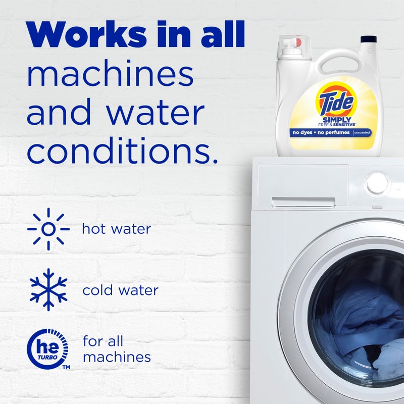 Tide Simply Liquid Laundry Detergent, Free & Sensitive Scent, 89 Loads, 117 fl oz - Image 4