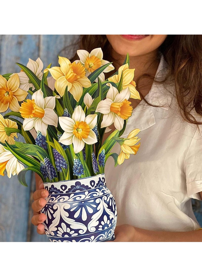 SOLARAE Pop Up Cards, English Daffodils, 12 inch Life Sized Forever Flower Bouquet 3D Popup Greeting Cards with Note Card and Envelope - Image 5
