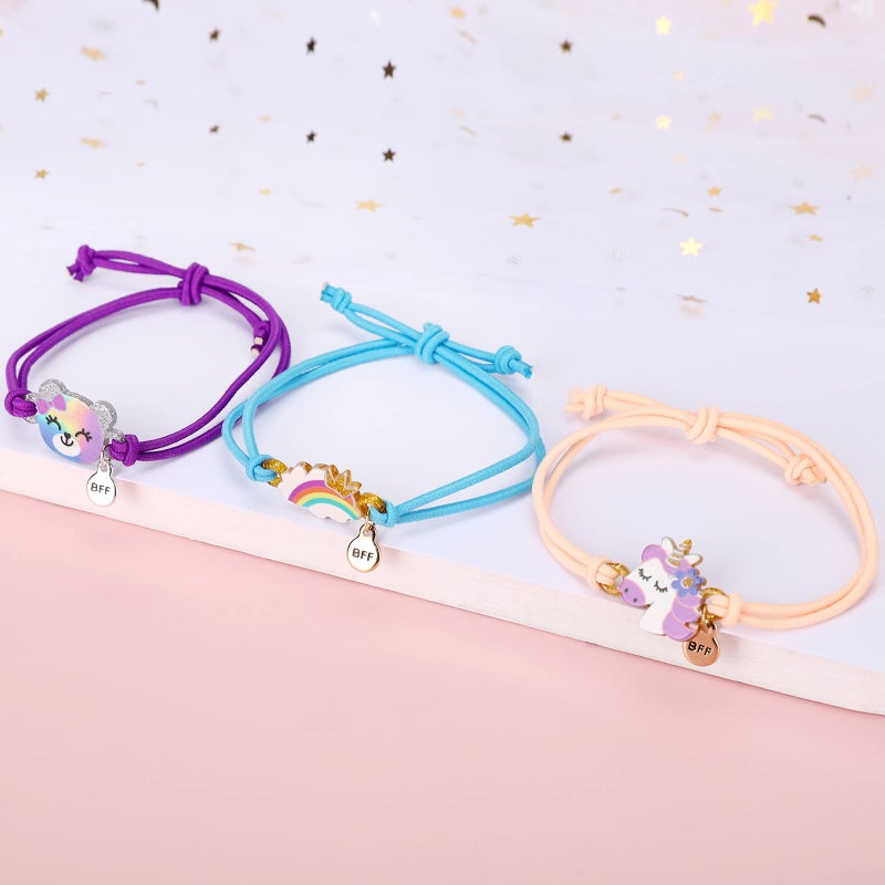 Yarkeuier 8pcs Kids Butterfly Panda Bracelets - Friendship Bracelet Jewelry - Unicorn Rainbow Pendants - BFF String Wristband - Pretend Play Bracelet - Bulk Bracelet - Image 3