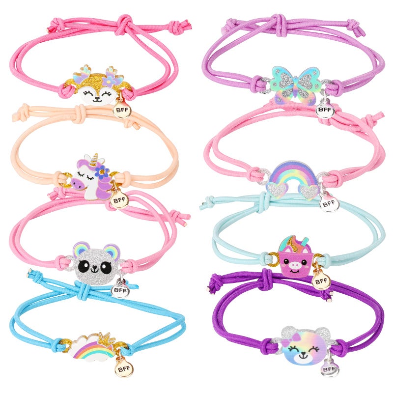 Yarkeuier 8pcs Kids Butterfly Panda Bracelets - Friendship Bracelet Jewelry - Unicorn Rainbow Pendants - BFF String Wristband - Pretend Play Bracelet - Bulk Bracelet - Image 1