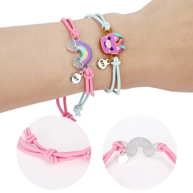 Yarkeuier 8pcs Kids Butterfly Panda Bracelets - Friendship Bracelet Jewelry - Unicorn Rainbow Pendants - BFF String Wristband - Pretend Play Bracelet - Bulk Bracelet - Image 5