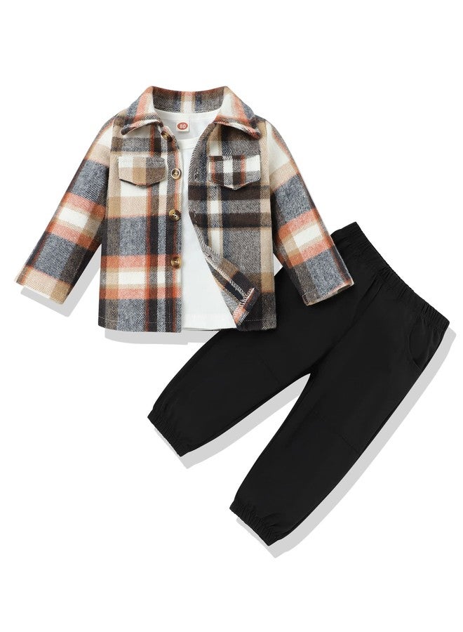 bilison Toddler Baby Boy Outfits Plaid Shirt+T Shirts+Pants Fall Winter 3Pcs Clothing Set 6Months-4T - Image 1