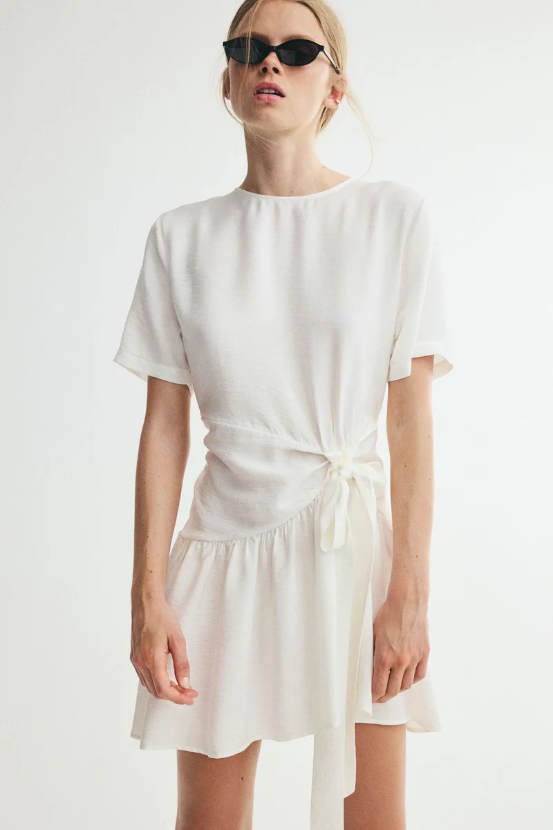 Tie-detail viscose-blend dress