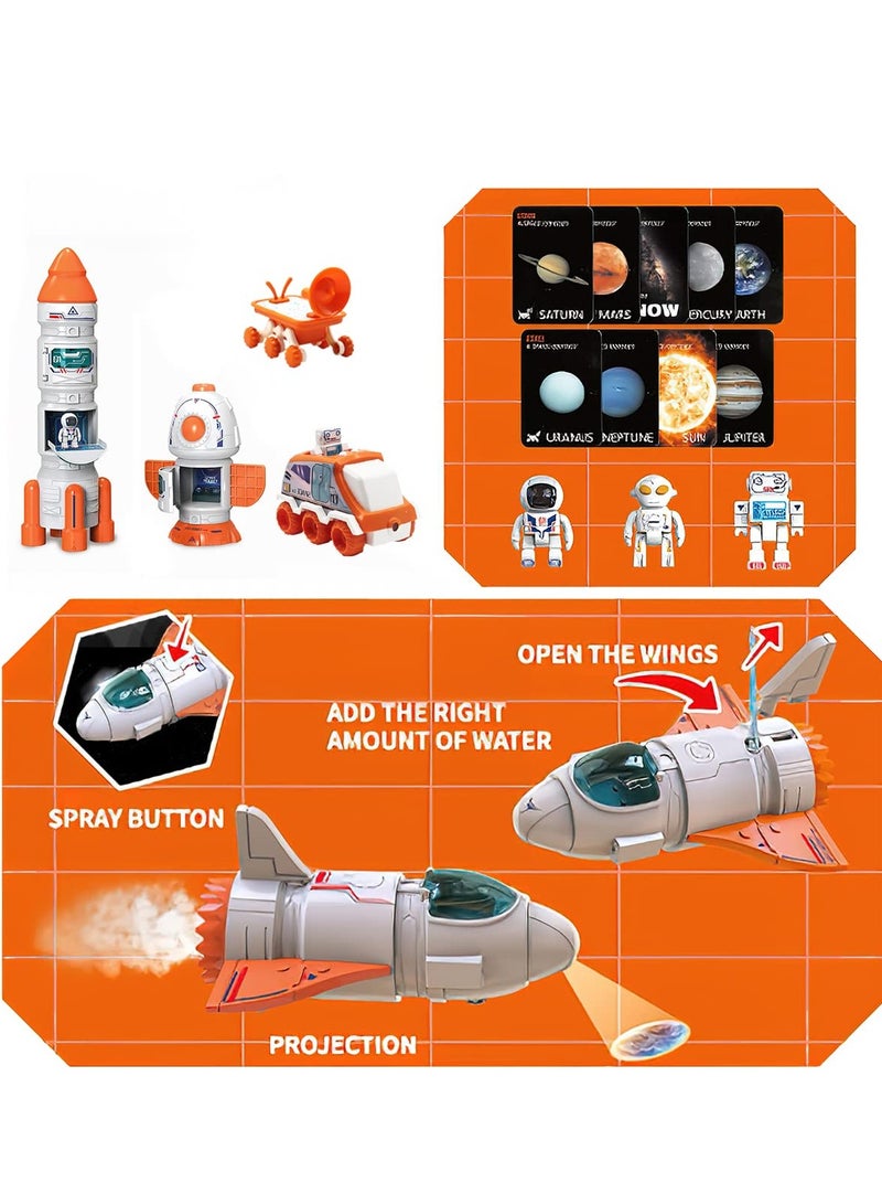 SOLARAE 5 in1 Space Toy for Kids Aerospace Model Space Figure Toys with Sound Lights Includes Space Shuttle Astronaut Figures Rover Station - Image 5