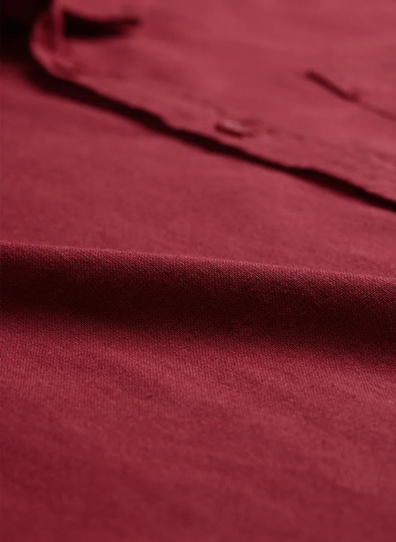The Souled Store Red The Souled Store Men Red Solid Regular Fit Cotton Linen Shirts for Men | Best Price UAE