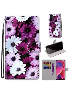 HuHa Case Cover For OPPO A93 5G / A93s 5G / A54 5G / A74 5G Coloured Drawing Cross Texture Horizontal Flip PU Leather Case with Holder & Card Slots & Wallet & Lanyard Chrysanthemum Pink White Purple 