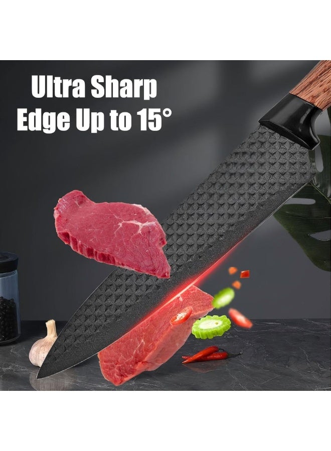 Relex Knife Set, 6-Piece Professional Kitchen Knife Set for Chef, Super Sharp Knife Set with Universal Knife Block, Anti-Rust Stainless Steel Kitchen Knife Block Set, Ergonomical Design (Black) - Image 3